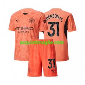 Divisa di Calcio Manchester City Ederson M 31 Portiere Bambino Trasferta 2024/2025